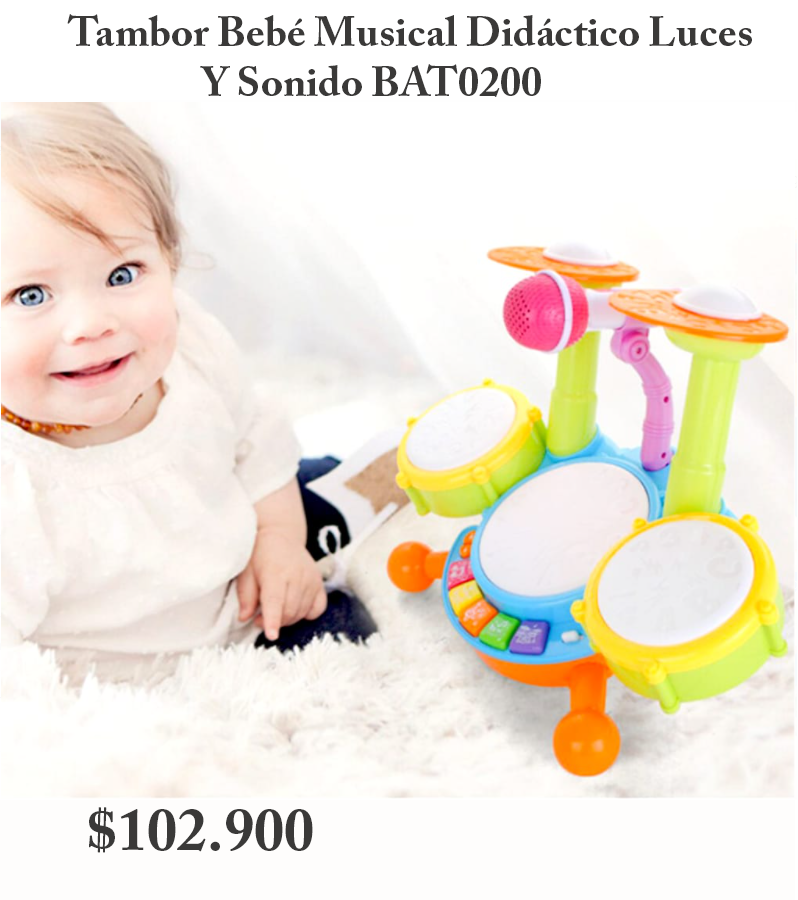 Tambor Bebé Musical Didáctico Luces Y Sonido BAT0200