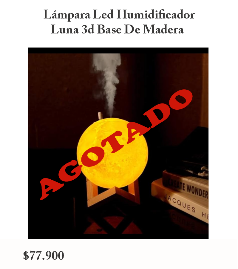 Lámpara Led Humidificador Luna 3d Base De Madera