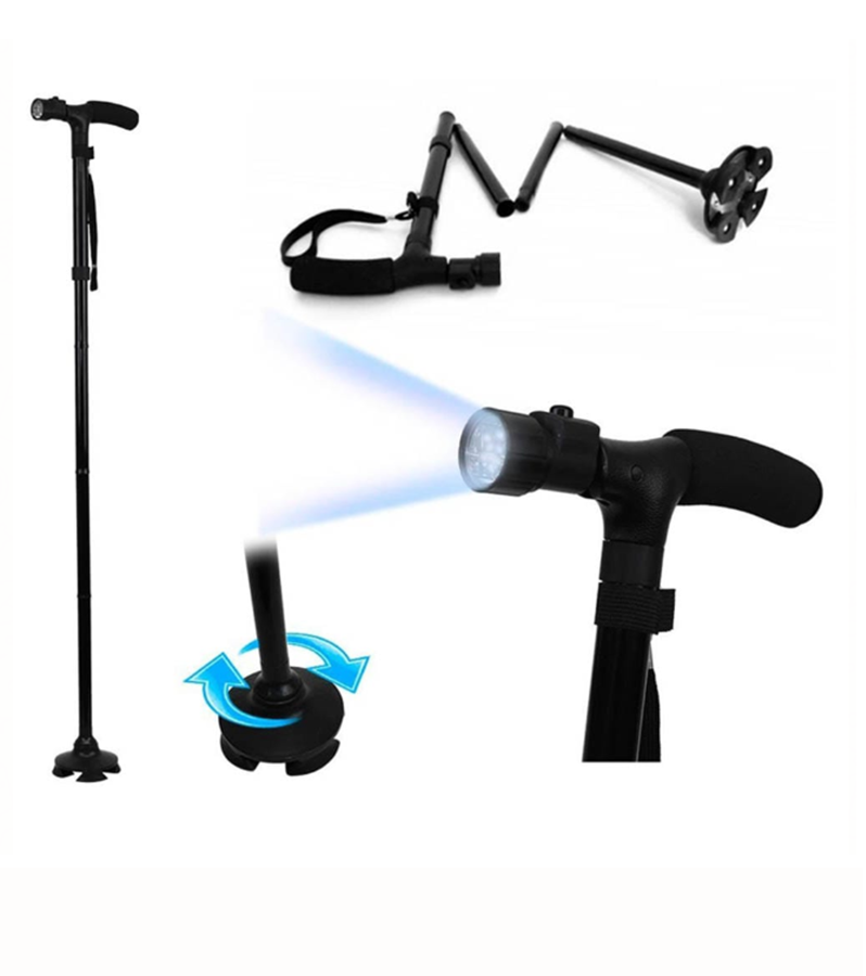 Bastón Plegable Caminador Ajustable Luz Led