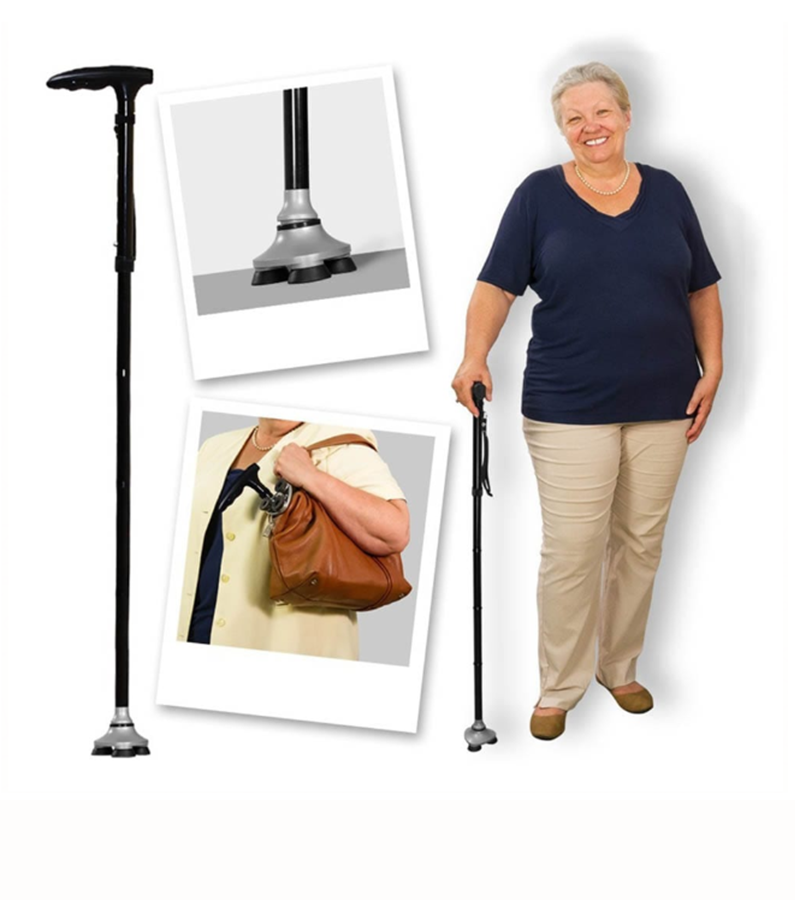Bastón Plegable Caminador Ajustable Luz Led