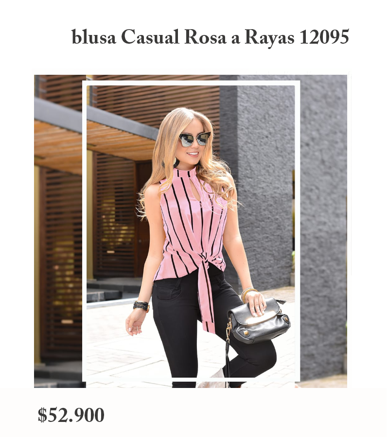 blusa Casual Rosa a Rayas 12095